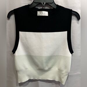 A.L.C. Sleeveless Cropped Striped Knit Top Size Small